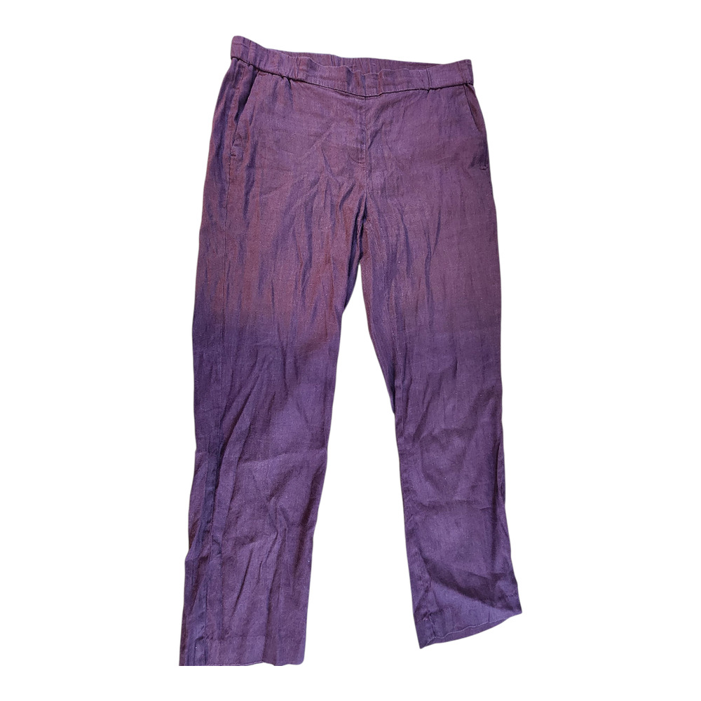 J. Jill Linen stretch pants sz small burgundy purple pockets pull on
